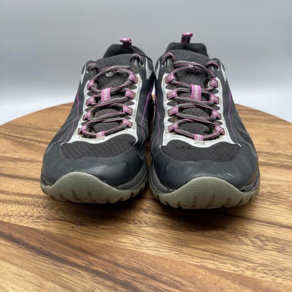 Merrell Siren Edge Shoes Womens 9.5 Black Purple Trail Running Hiking Vibram - Picture 2 of 8